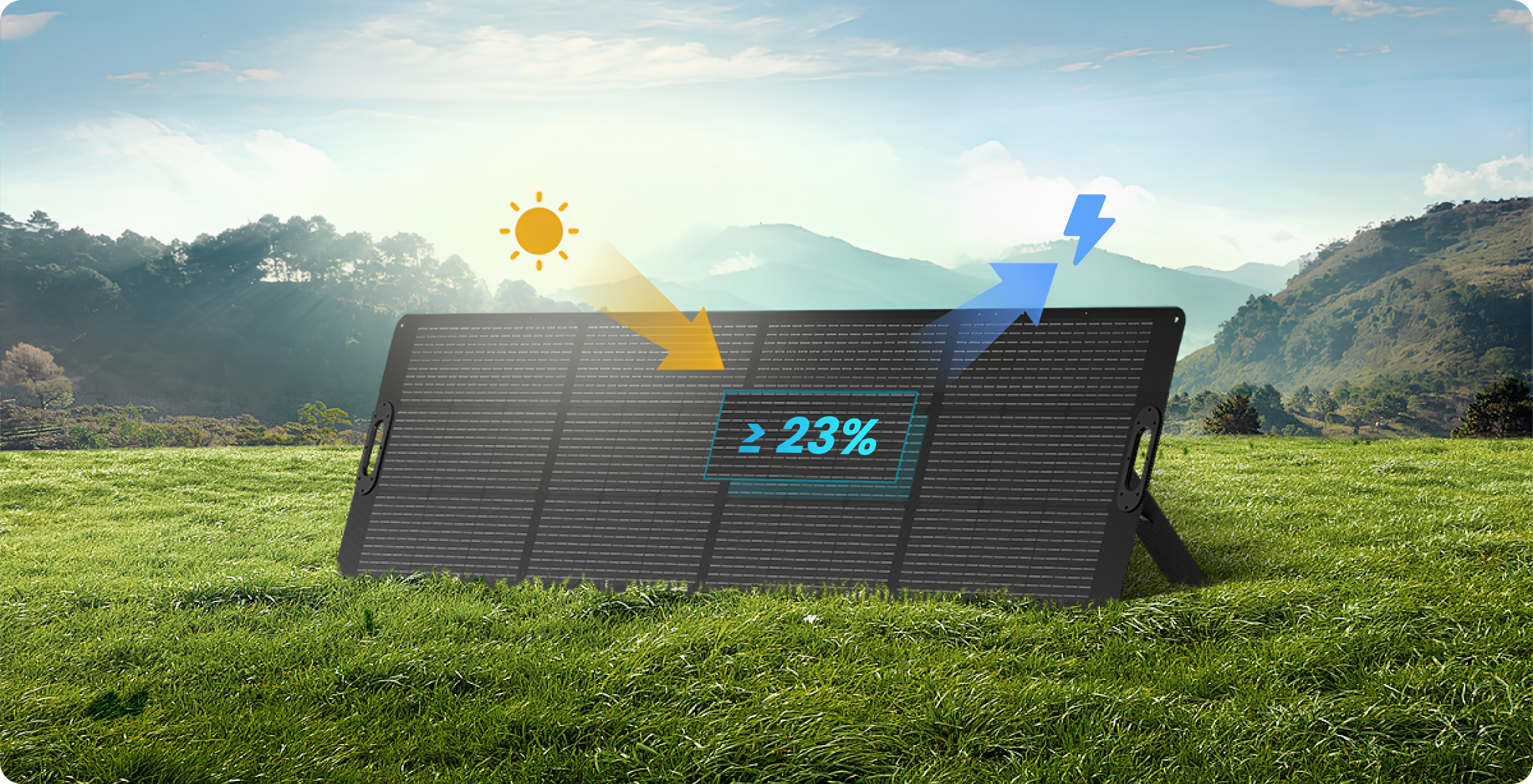 OUPES 240W solar panel provides ≥23% energy conversion efficiency for your adventure and home backup power