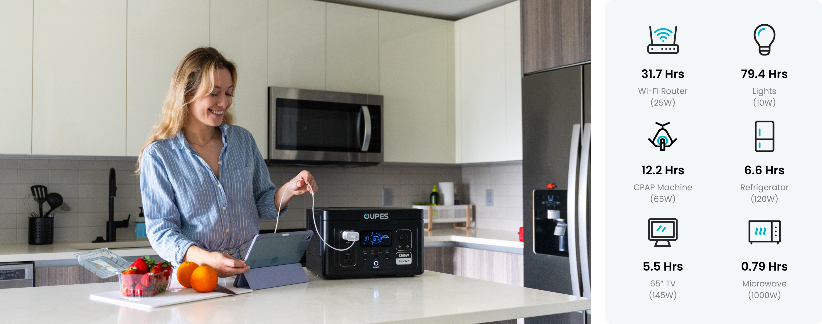 OUPES Exodus 1200W Portable Power Station for Backup Power