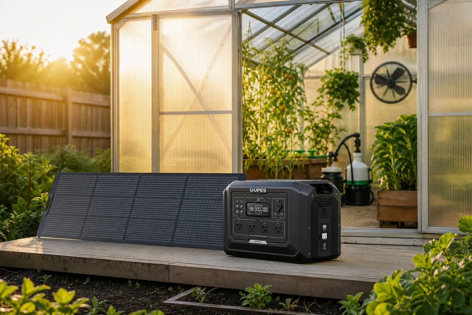 Solar Panels for a Greenhouse: Loads, Heating Limits, and Battery Storage