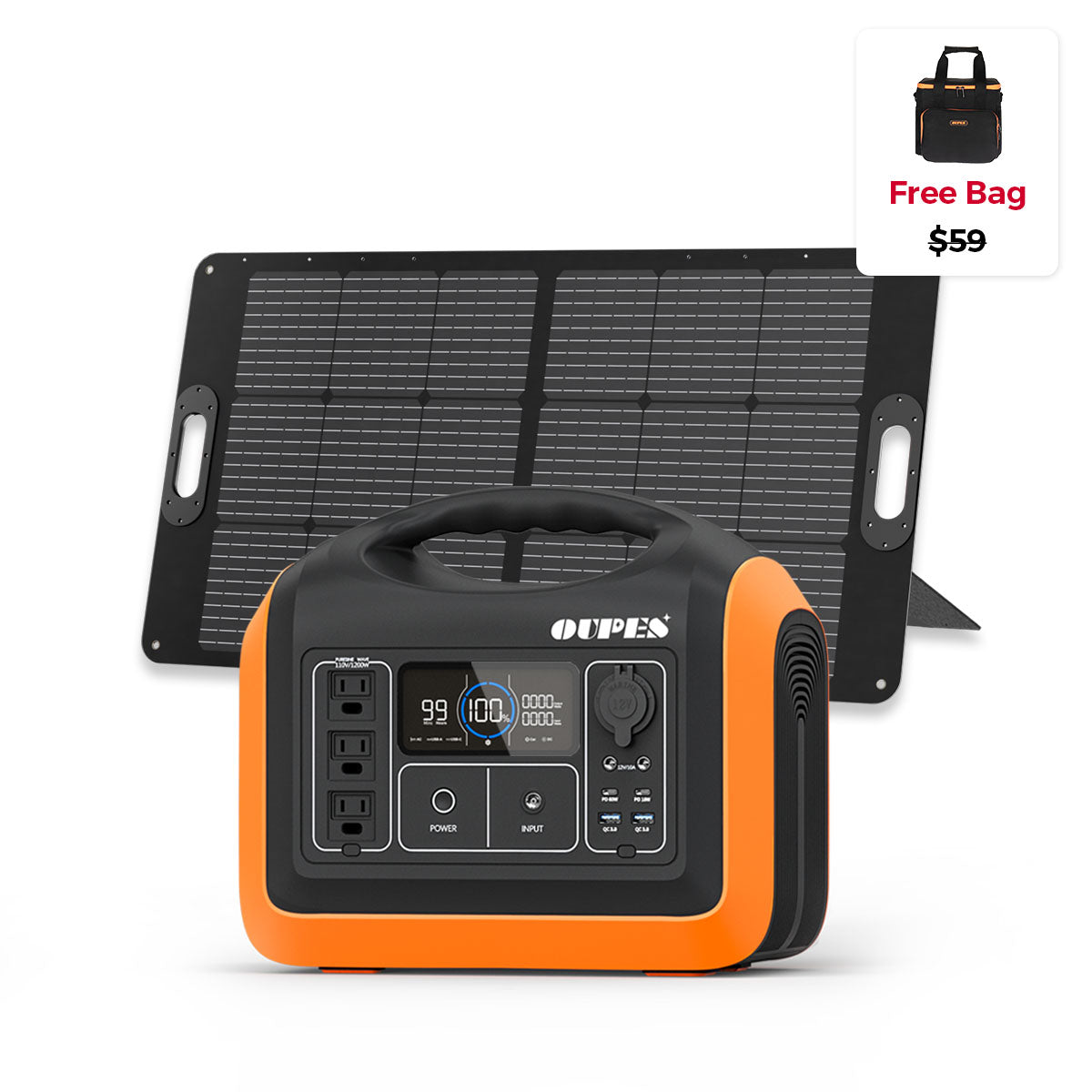 OUPES 1200 + 100W Solar Panel | Solar Generator Kit