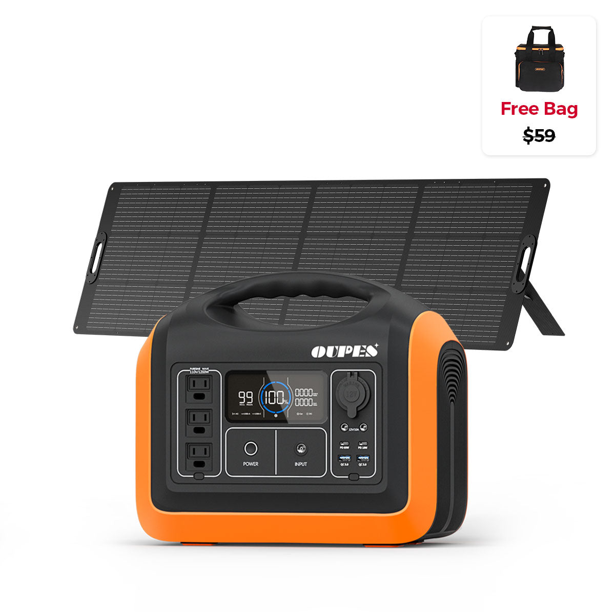 OUPES 1200 + 240W Solar Panel | Solar Generator Kit