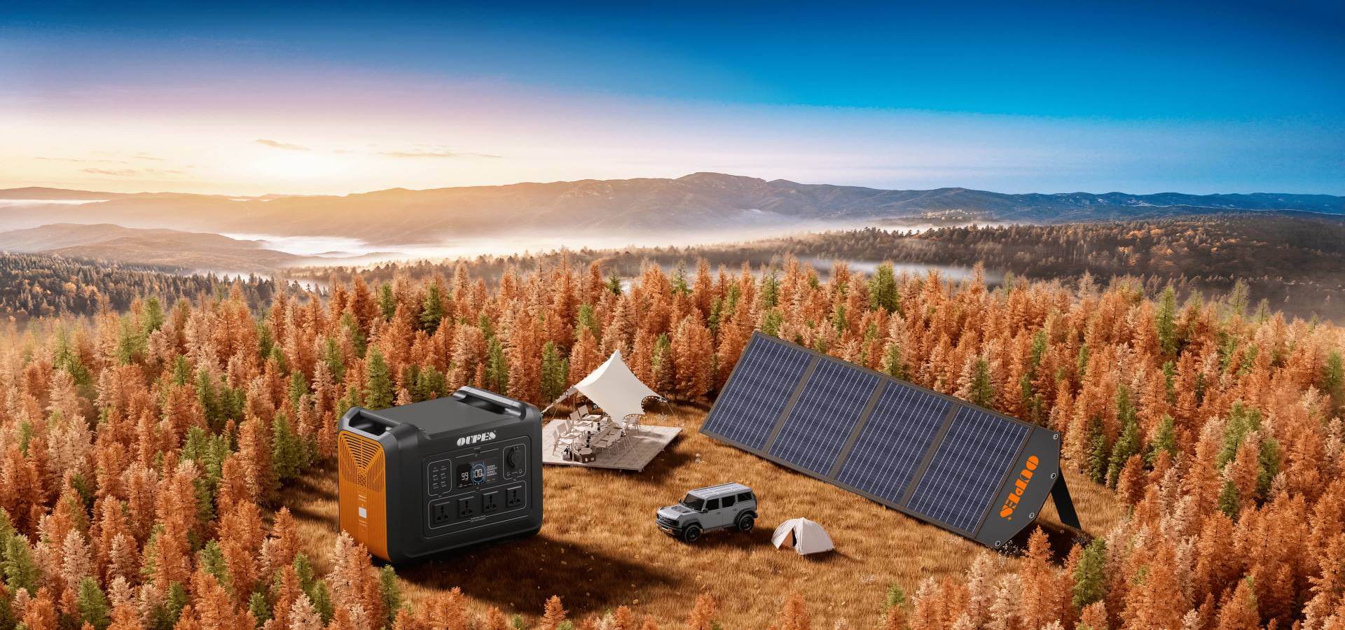 OUPES 2400 W 2232 Wh Tragbares Kraftwerk + 4 Stück 240 W Faltbare  Solarmodule Outdoor Netzteil Set – US Stecker Von 2.581,57 €