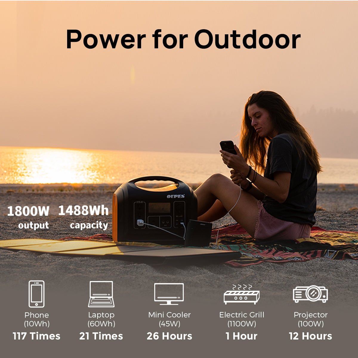 OUPES 1800 Portable Power 1800W Station | 1488Wh